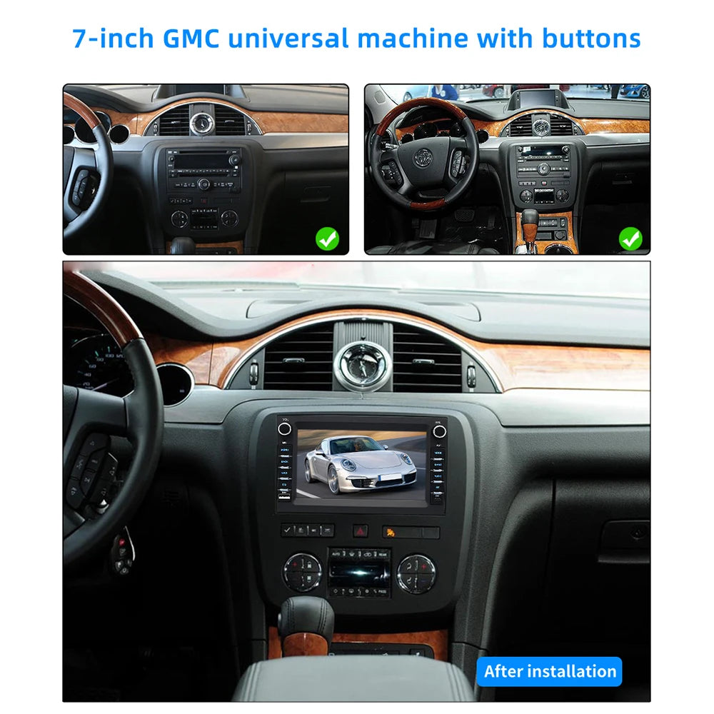 7" Car Radio GPS for GMC 2008-2012 Wireless CarPlay Android Auto Bluetooth Steering Control - 2GB 64GB