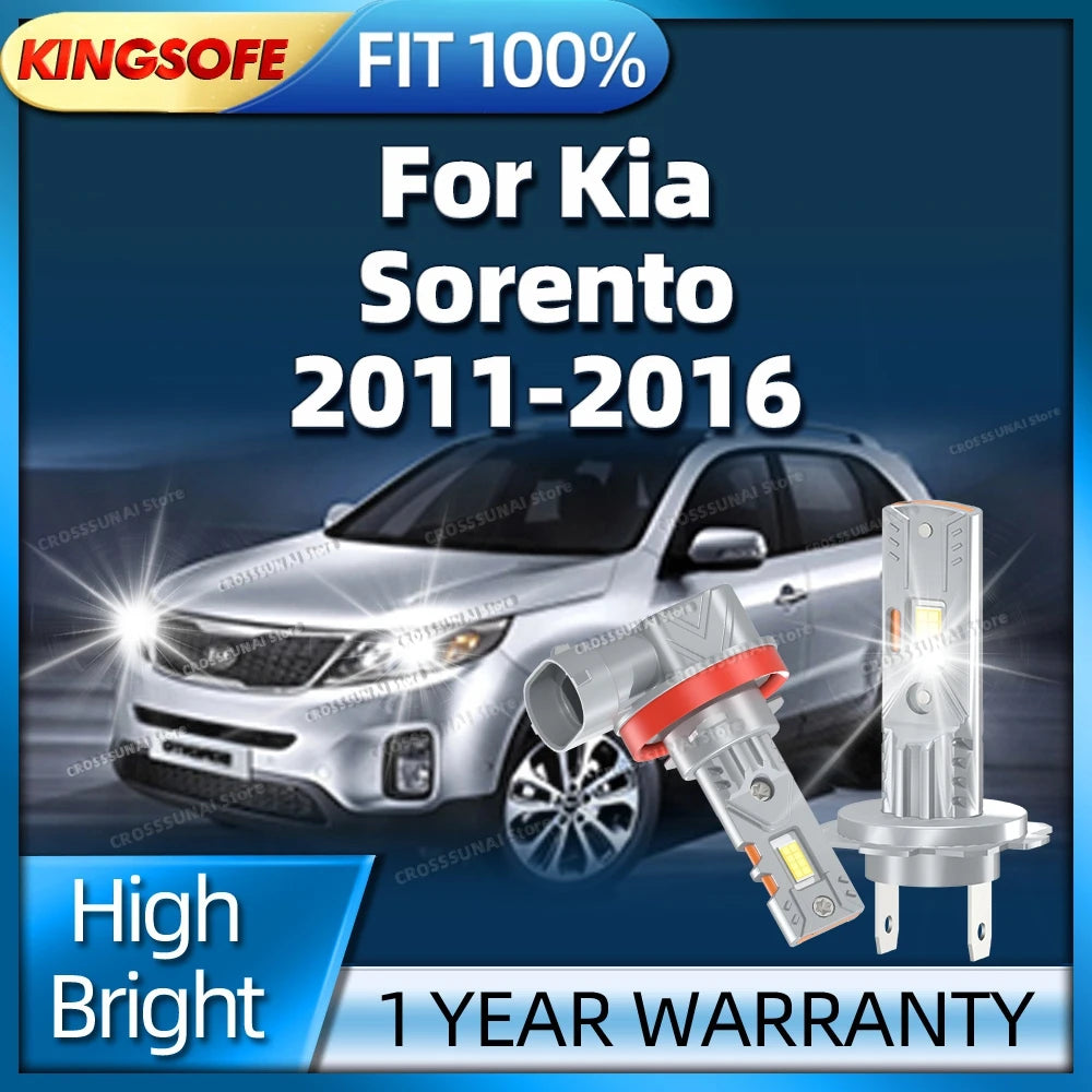 2/4Pcs LED Headlight Bulb 9570 CSP LED Car Lights H11 H7 6000K Wireless For Kia Sorento 20