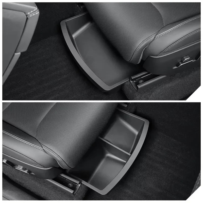 TPE Under Seat Storage Box Drawer For Tesla 2026 Model YL 6-Seat Front Rear Seat Lower Organizer - Automotive LED Light
