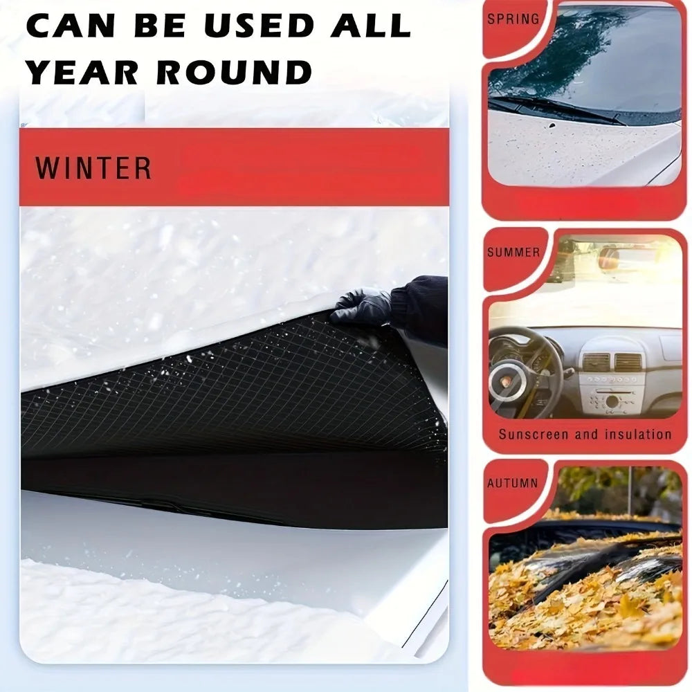 Car Windshield Snow Protection Cover Magnetic Anti‑Frost Windscreen Guard Sunshade for Outdoor W - Automotive LED Light