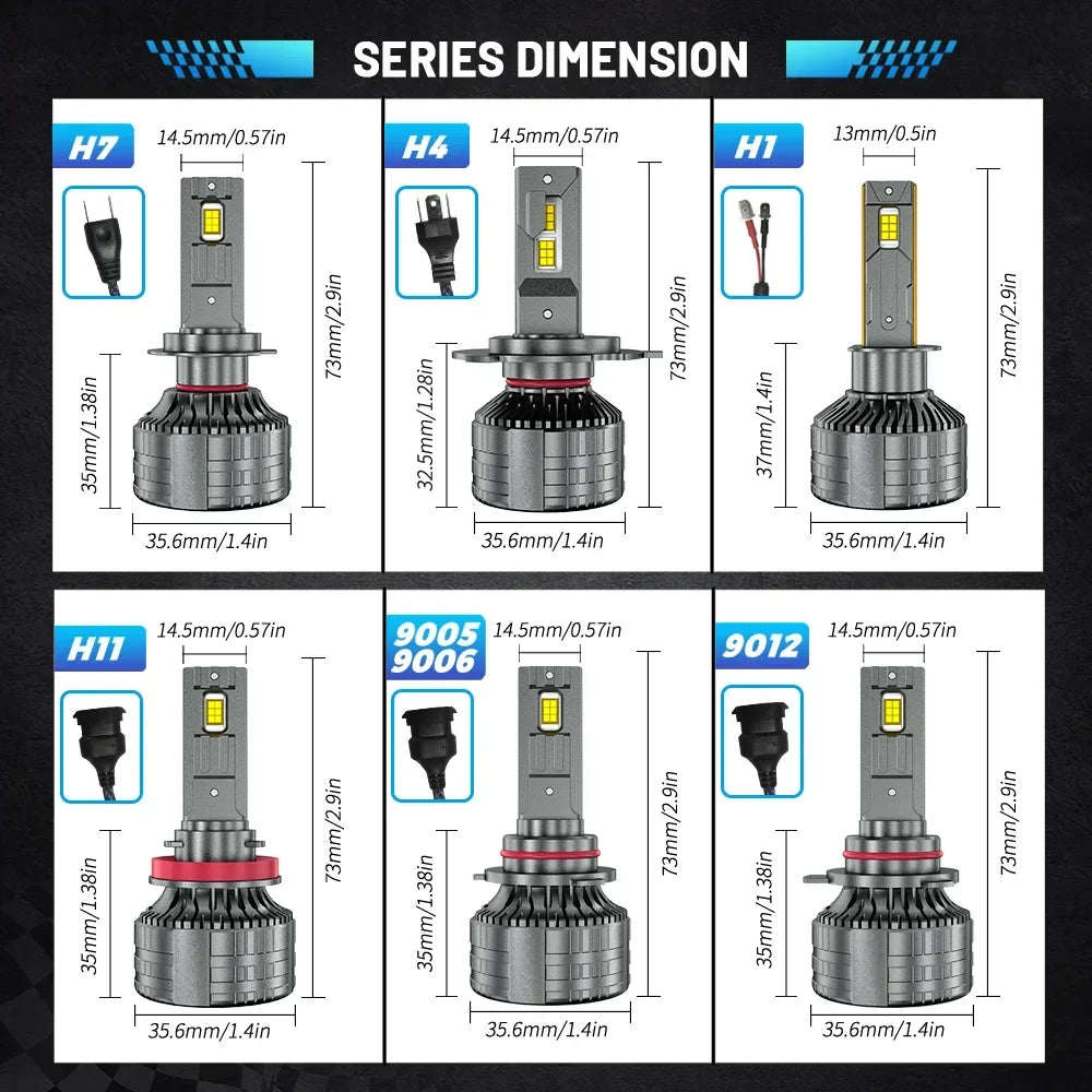 8000W H1 LED Headlight 12800000LM Led Canbus Car Lamps H4 H7 H11 9005 9006 9012 Fog Lamps
