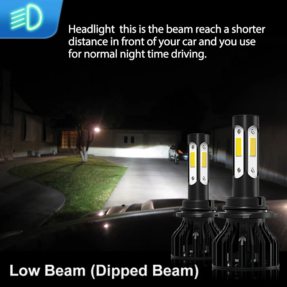 2/4Pcs LED Headlights COB 9005 9006 Car Bulbs 30000Lm 4Side Chip 6000K High Bright For Maz