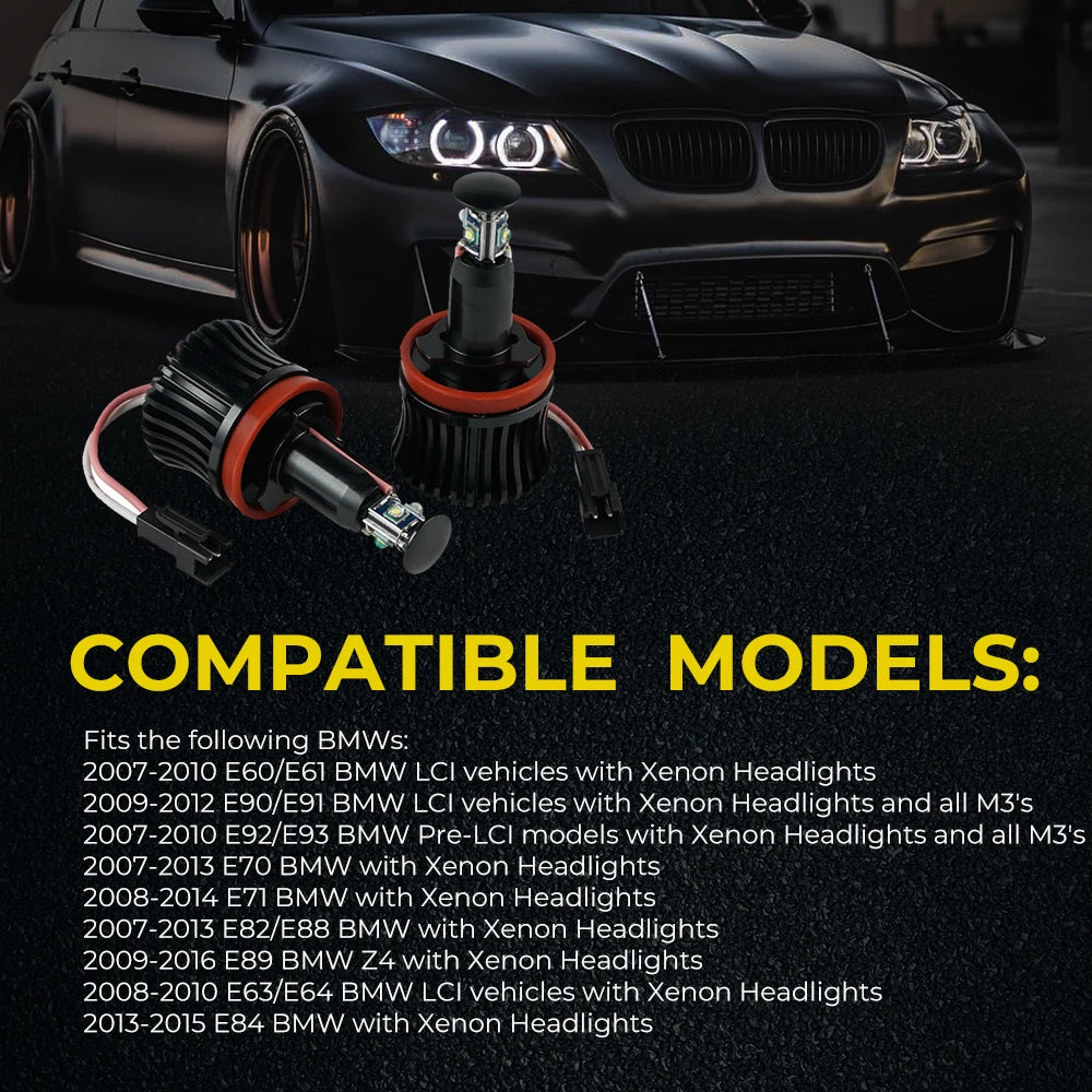 LED Angel Eyes for BMW E90 E92 328i 335i M3 E93 E91 E60 LCI, H8 Halo Marker Lights Bulb 40