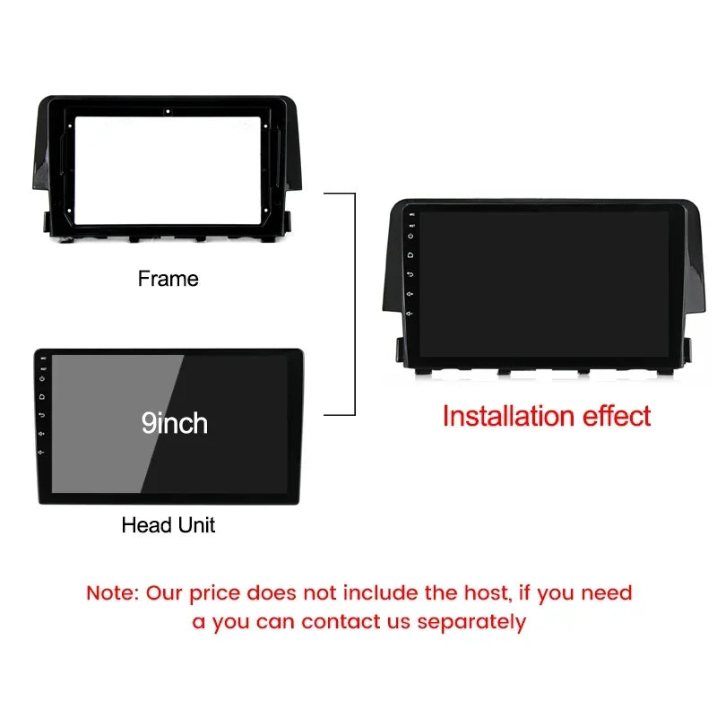 9 Inch Car Dash Fascia Frame Adapter for Honda Civic 2015 2016 - 2020 Android Radio Fittin | AUTOKITSHOP