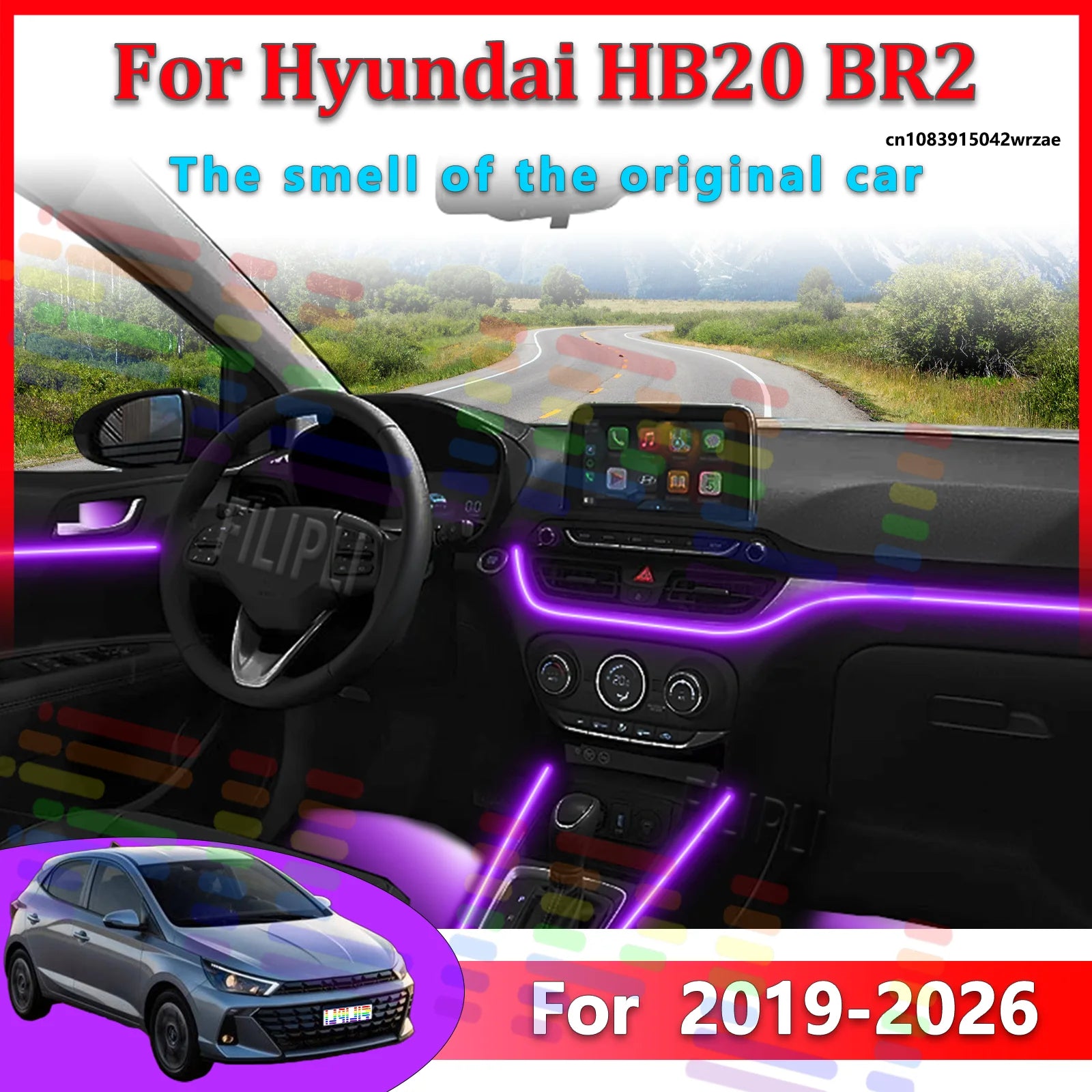64 RGB - Neon Strip - for Hyundai HB20 BR2 - App Control - Car Interior Lighting | AUTOKITSHOP