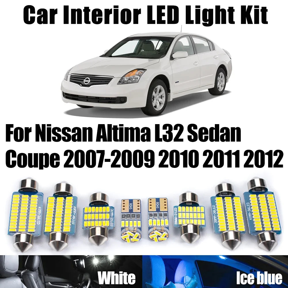 16-Piece LED Interior Light Kit for Nissan Altima L32 Sedan Coupe 2007- 2009 - Canbus Dome Map Door Trunk Bulbs | AUT...