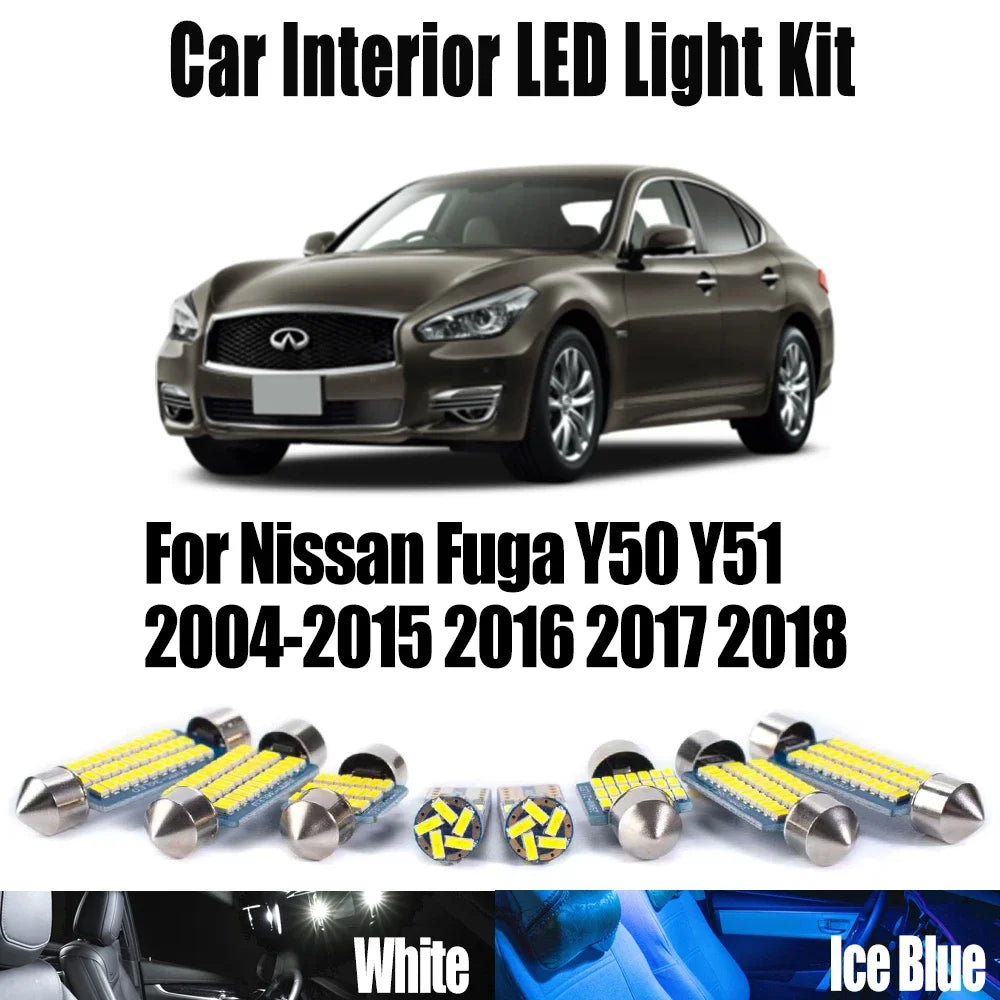 LED Interior Light Kit for Nissan Fuga Y50 Y51 2004- 2015 - Canbus Dome Map Door Trunk Bulbs | AUTOKITSHOP