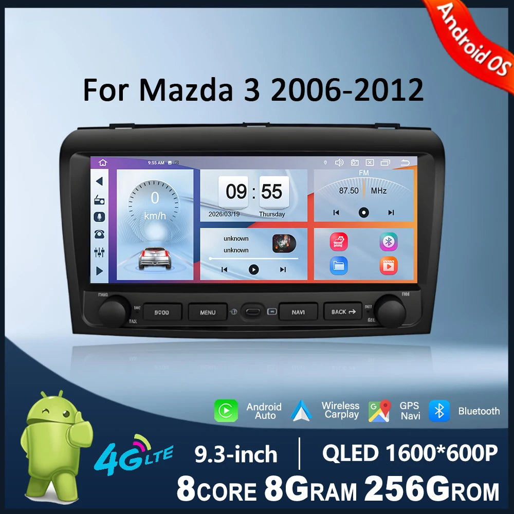 9.3 inch Android OS for Mazda 3 2006 - 2012 Car Radio Multimedia Touch Screen Player Wirel