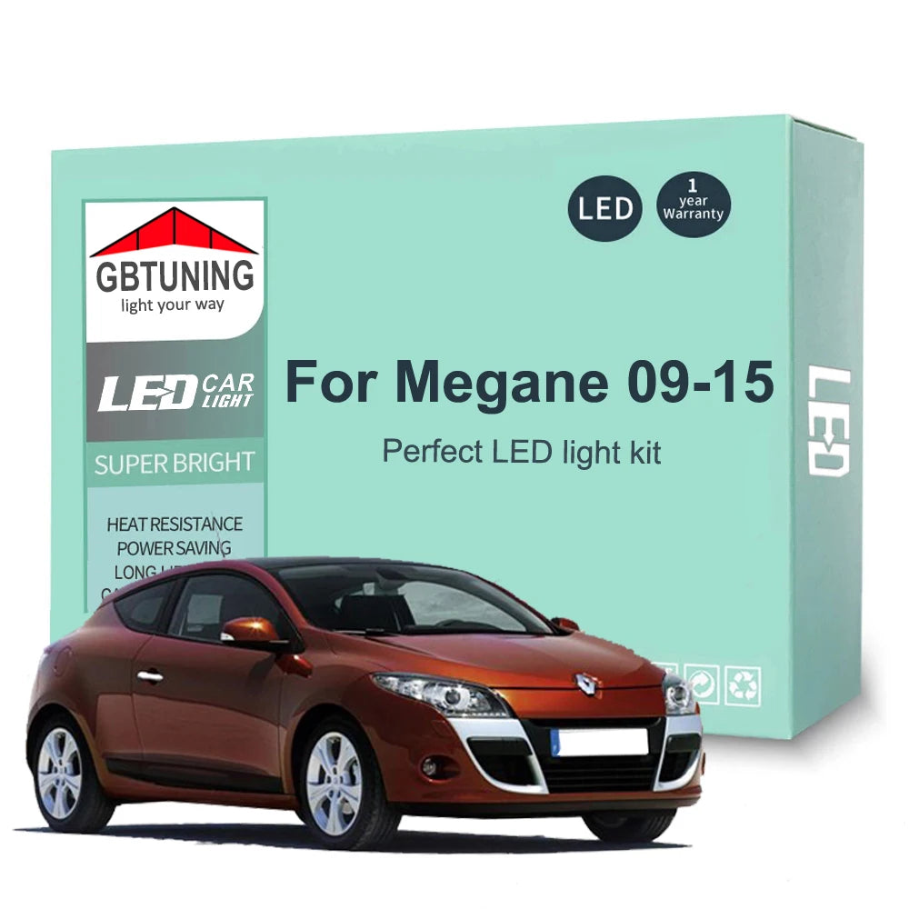 15-Piece LED Interior Light Kit for Renault Megane 3 III MK3 - Canbus Error-Free Bulbs | AUTOKITSHOP