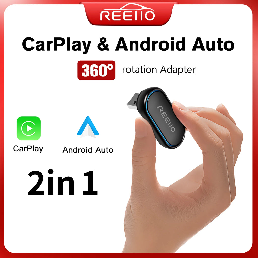 REEIIO WiFi Fast Connectivity 2-in-1 360 Degree Wireless Adapter CarPlay Android AUTO Car