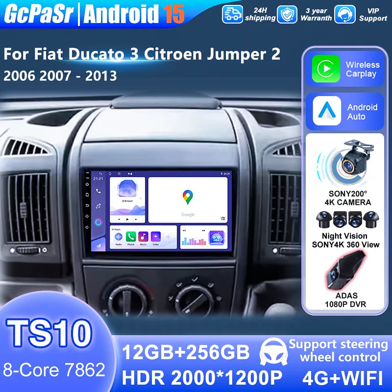 Android Carplay For Fiat Ducato Peugeot Boxer Citroen Jumper 2 2006 - 2022 Android Auto Wi
