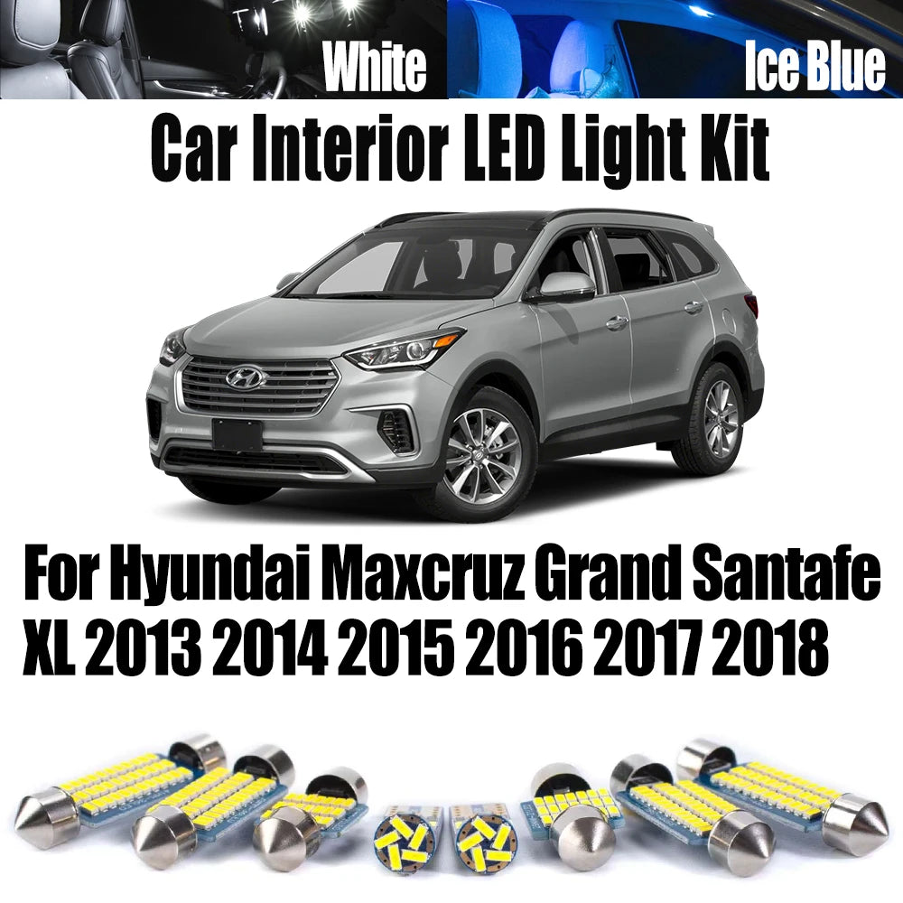 12-Piece LED Interior Light Kit for Hyundai Maxcruz Grand Santafe XL 2013- 2016 - Canbus Dome Map Door Trunk Bulbs | ...