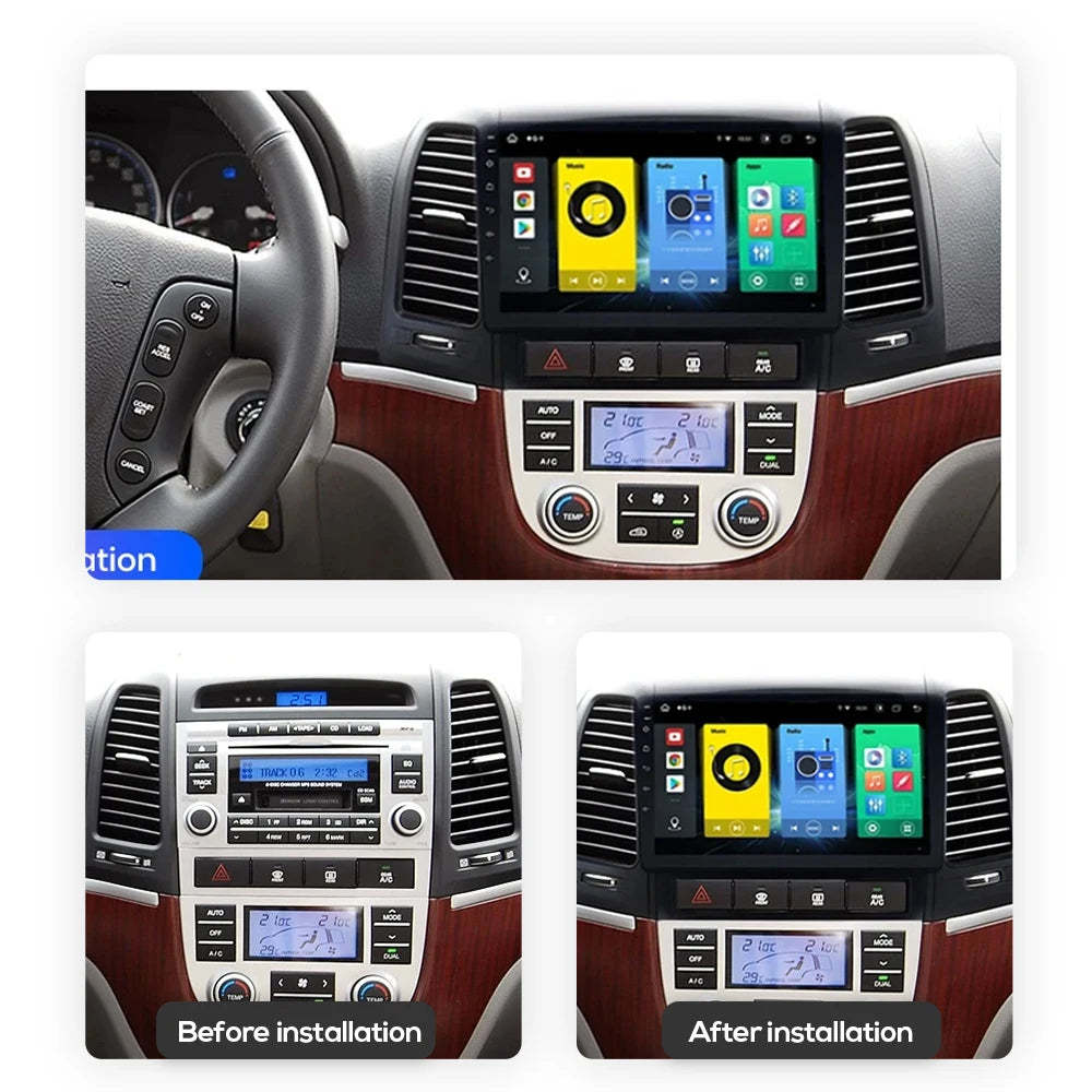 12.3" Android 13 Car Radio GPS for Hyundai Santa Fe 2006-2012 - Carplay 4G LTE WiFi Bluetooth Multimedia Player