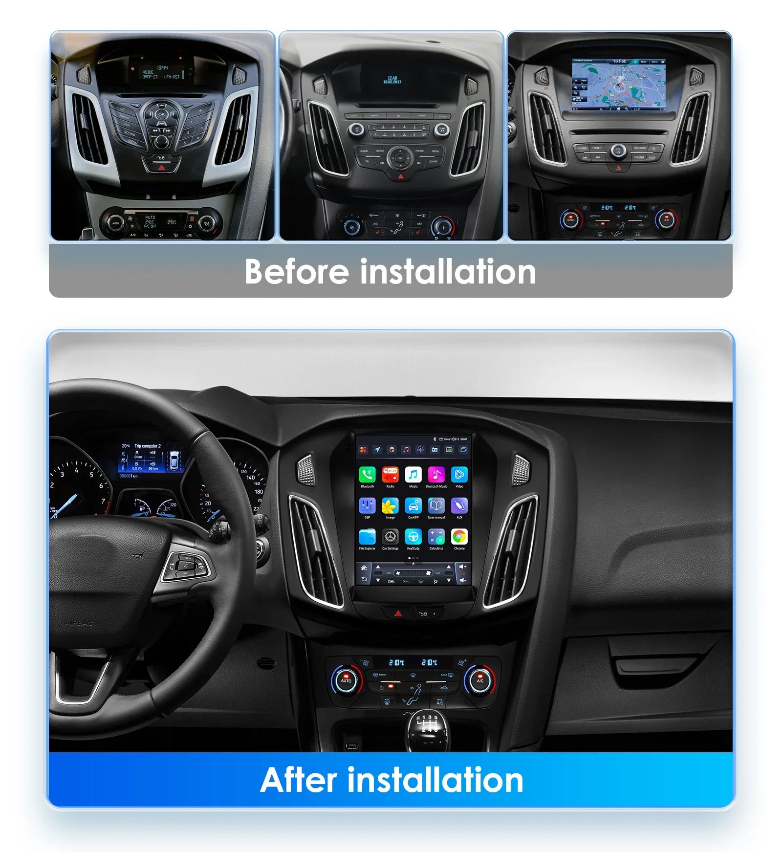 Android13 Car Radio Multimedia Video Player For Ford Focus 3 MK 3 2011-2019 Tesla Style An