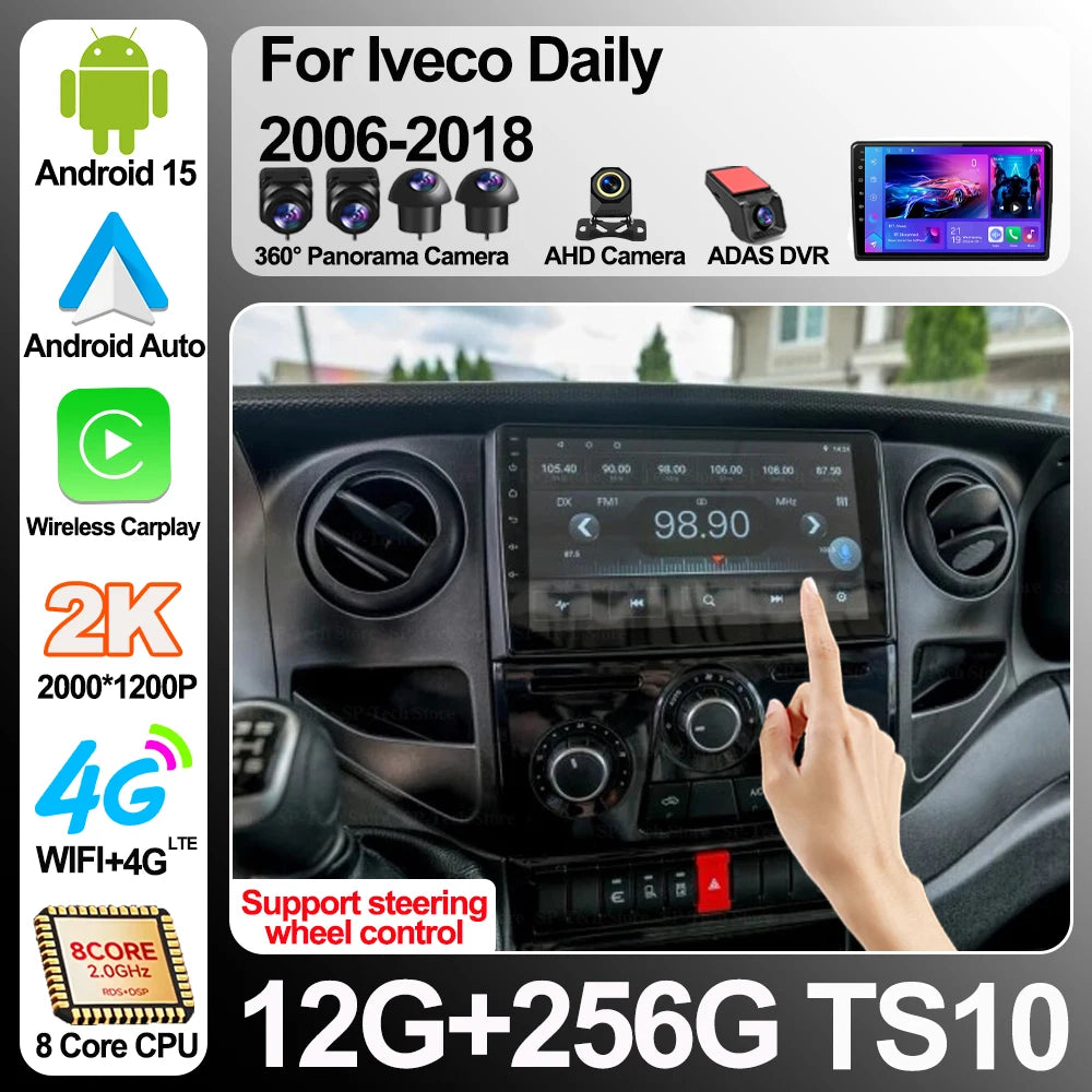 Android 16 Carplay Auto For Iveco Daily 2006-2018 Car Radio Multimedia Video Player Screen | AUTOKITSHOP