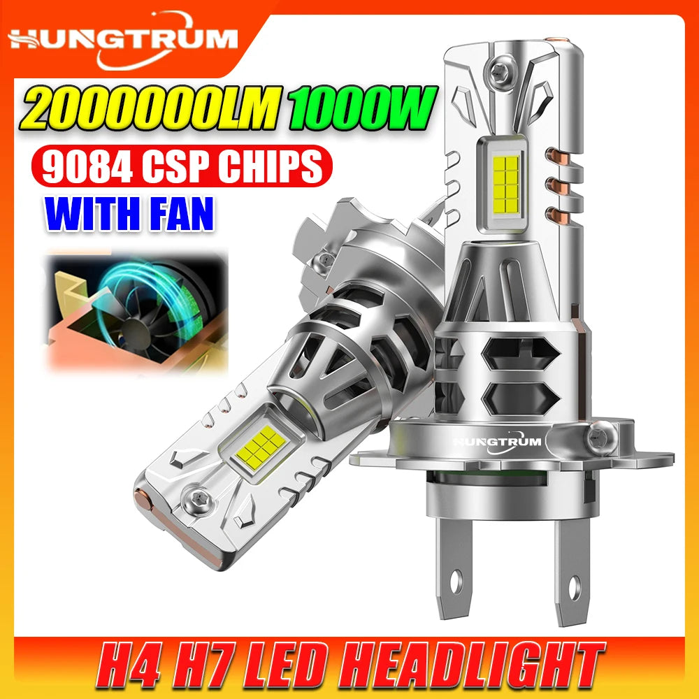 H4 H7 2000000LM High Power LED Headlight Wireless 9003 HB2 Car Motorcycle Hi/Lo Beam Led L