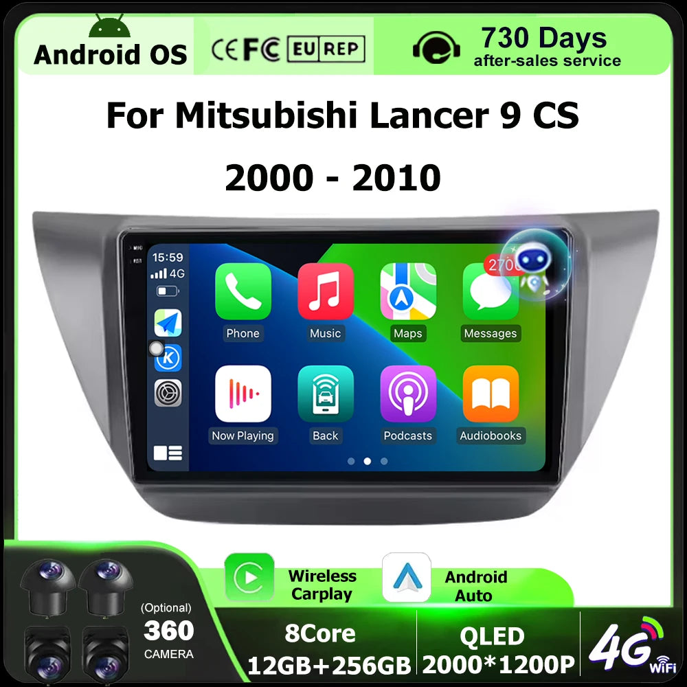 9 Inch For Mitsubishi Lancer 9 CS 2000 - 2010 Android 16 Auto Car Radio Multimedia Video P