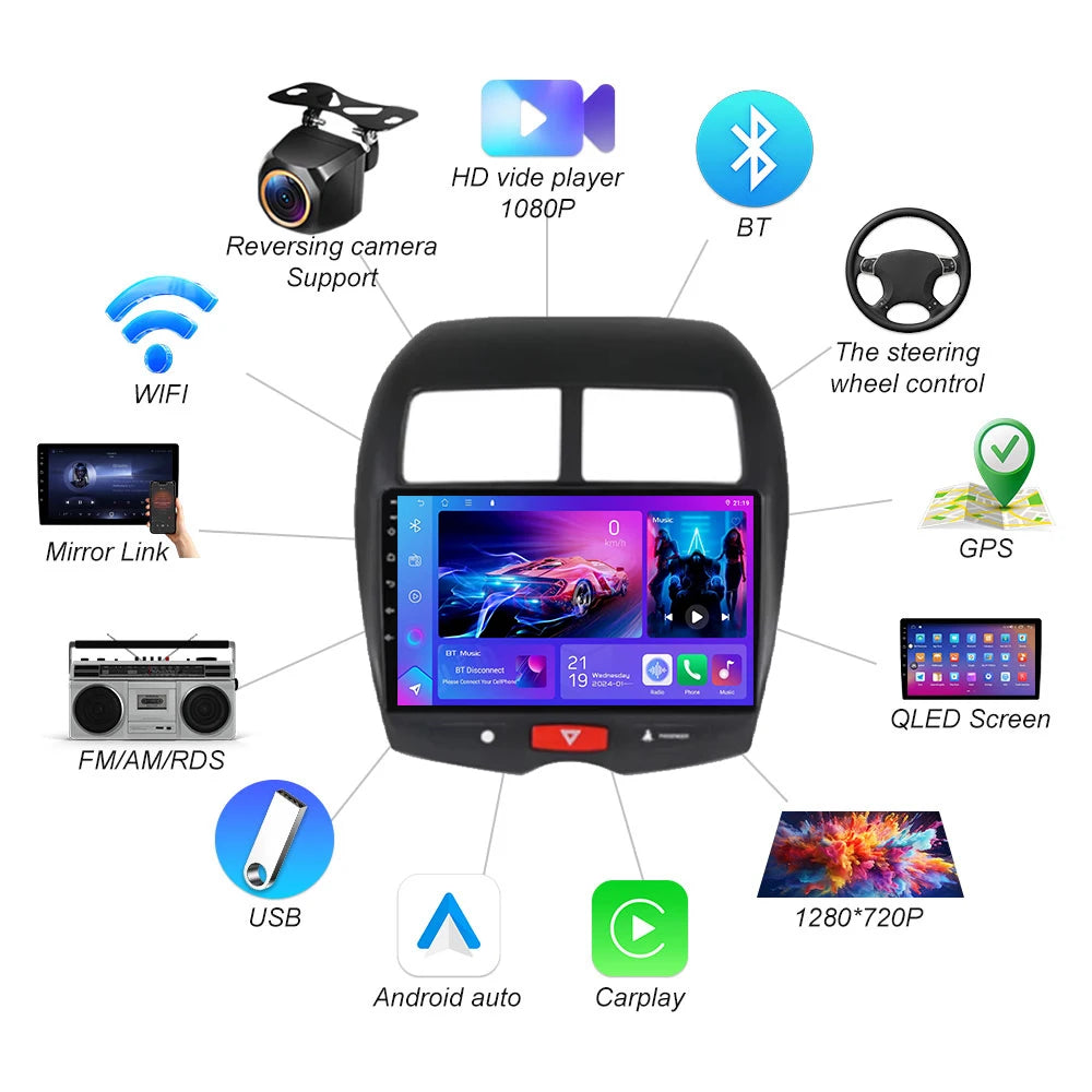 Android 16 For Mitsubishi Asx 2010-2014 2015 2016 Android Car Radio Multimedia Video Playe | AUTOKITSHOP