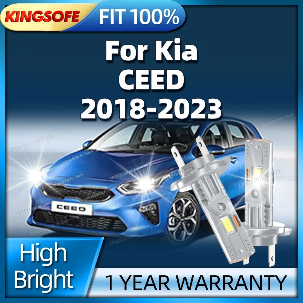 2/4Pcs LED Headlight Wireless Car Light 400W H7 6000K Light Bulbs Anti-Glare For Kia CEED
