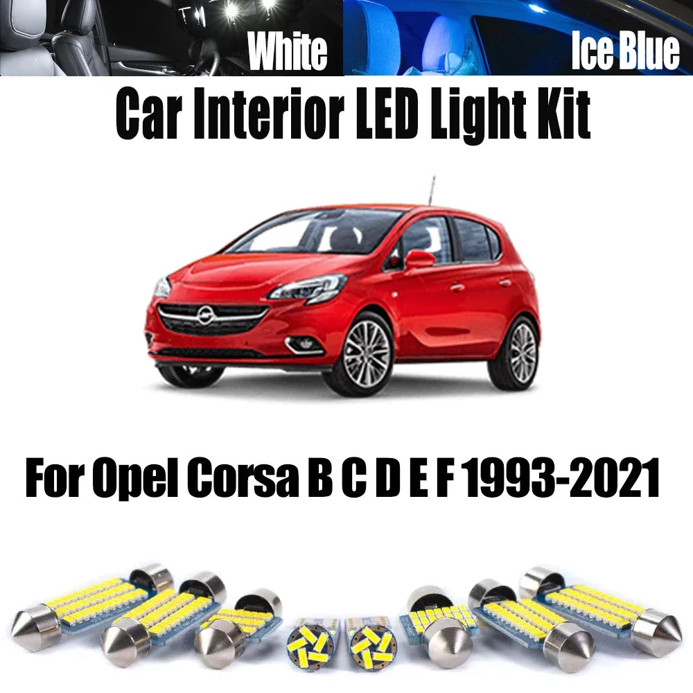 LED Interior Light Kit for Opel Corsa B C D E F 1993- 2018 - Canbus Dome Map Door Trunk Bulbs | AUTOKITSHOP