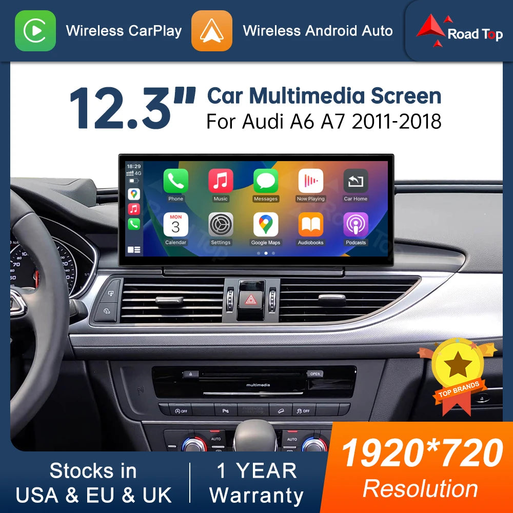 12.3'' Touch Screen for Audi A6 A7 3G MMI HN+ RMC MHI2 Multimedia 2011-2018 with Airplay W | AUTOKITSHOP