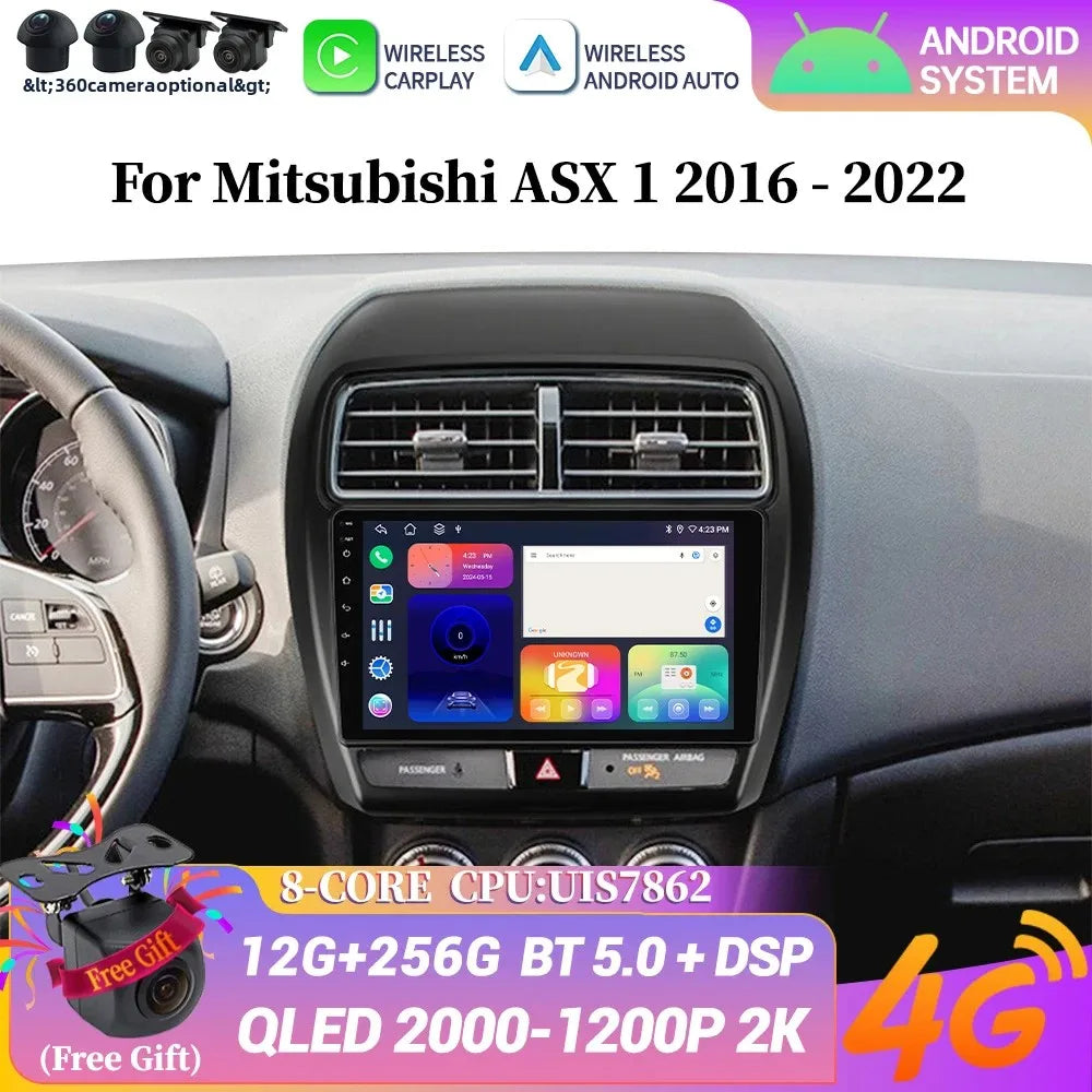 Android 14 Car Radio for Mitsubishi ASX 1 2016-2022 4G Multimedia Navigation Wireless BT C