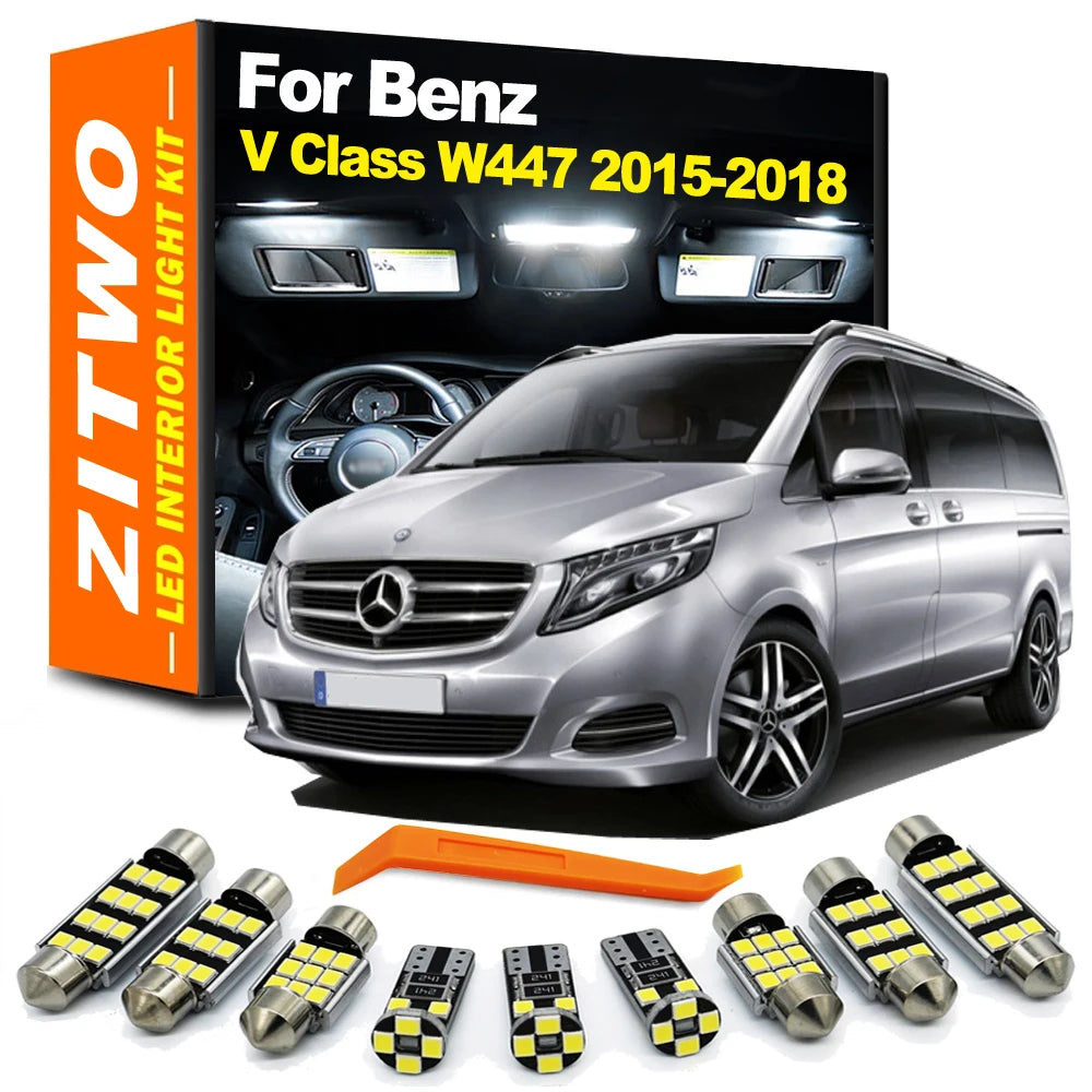 ZITWO 10Pcs Car Bulb Accessories LED Interior Light Kit For Mercedes Benz V Class W447 V200 V220 V250 V300 2015 2016 2017 2018