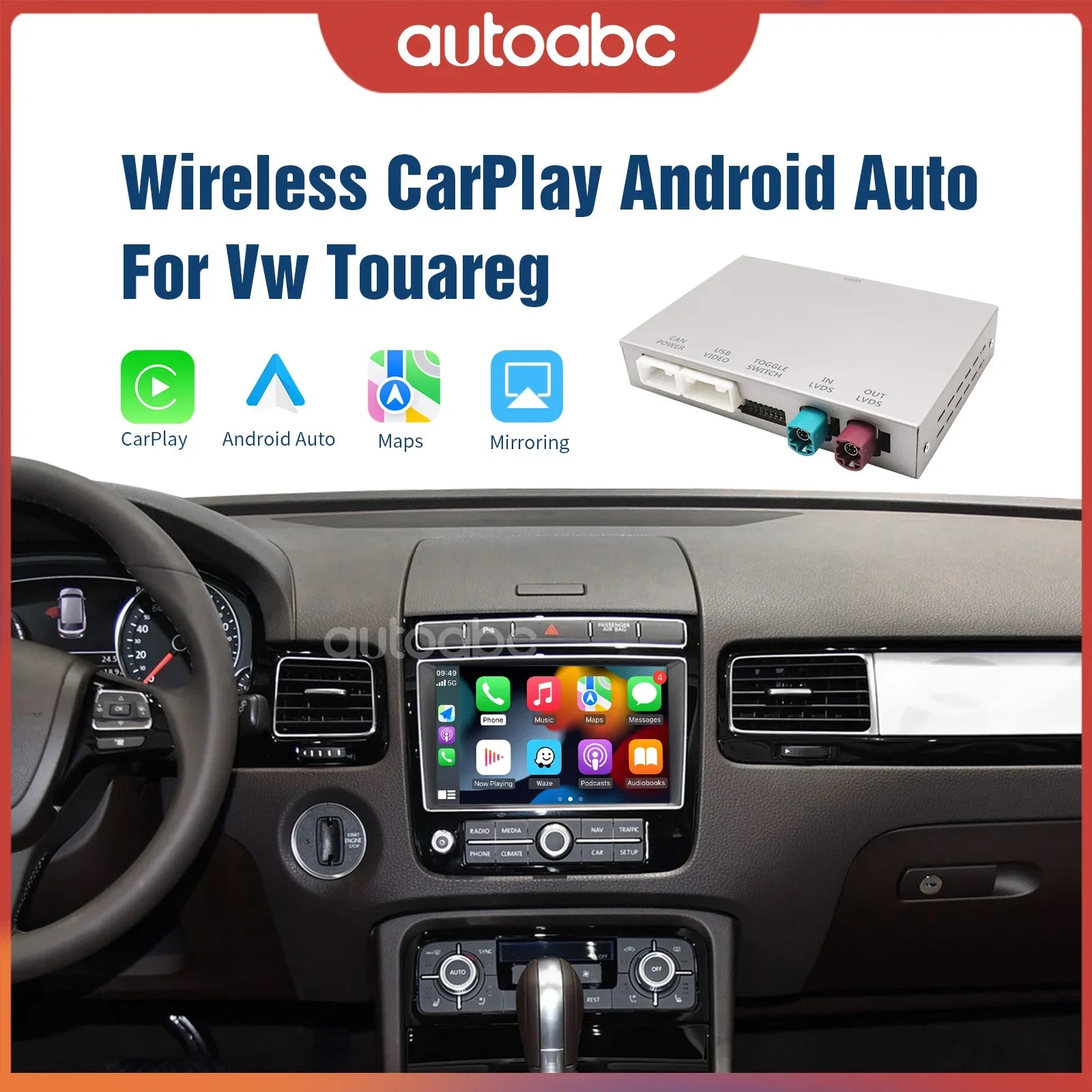 Android carplay wireless automatic converter box for Volkswagen Touareg RNS850 Mirror Link | AUTOKITSHOP