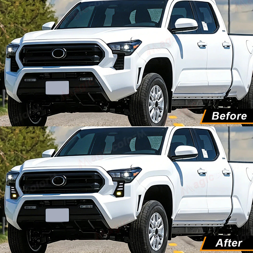 Car LED DRL Daytime Running Lights For Toyota Tacoma 2024 Front Bumper Yellow Fog Lamps Dr | AUTOKITSHOP
