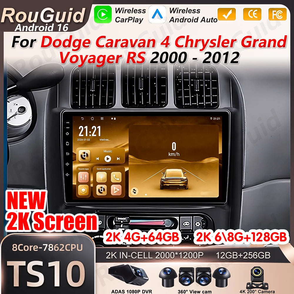 Android 16 Car Radio For Dodge Caravan 4 For Chrysler Grand Voyager RS 2000 - 2012 BT Scre | AUTOKITSHOP