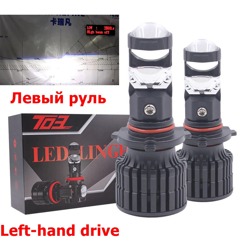 T03 Car Projector 110W H4 Mini Car Led Light H4 H7 Proyector H4 H7 H8 9005 9006 Lens Canbu