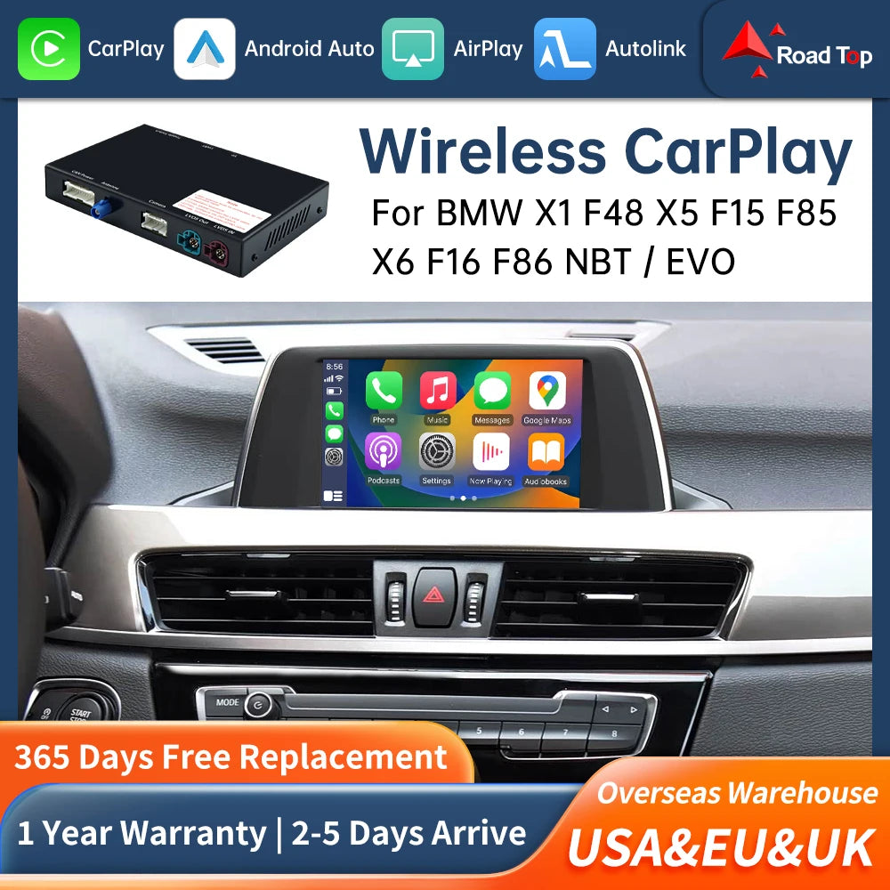 Road Top Wireless Carplay Decoder Interface For BMW X5 F15 X6 F16 2014-2020 X1 F48 2016-20 | AUTOKITSHOP