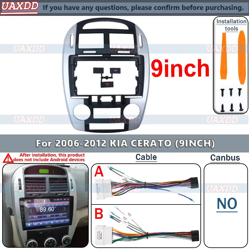 Adaptateur Fascia Pour Cadre Voiture Kit For 2006-2012 KIA CERATO 9INCH Panneau Montage Ta