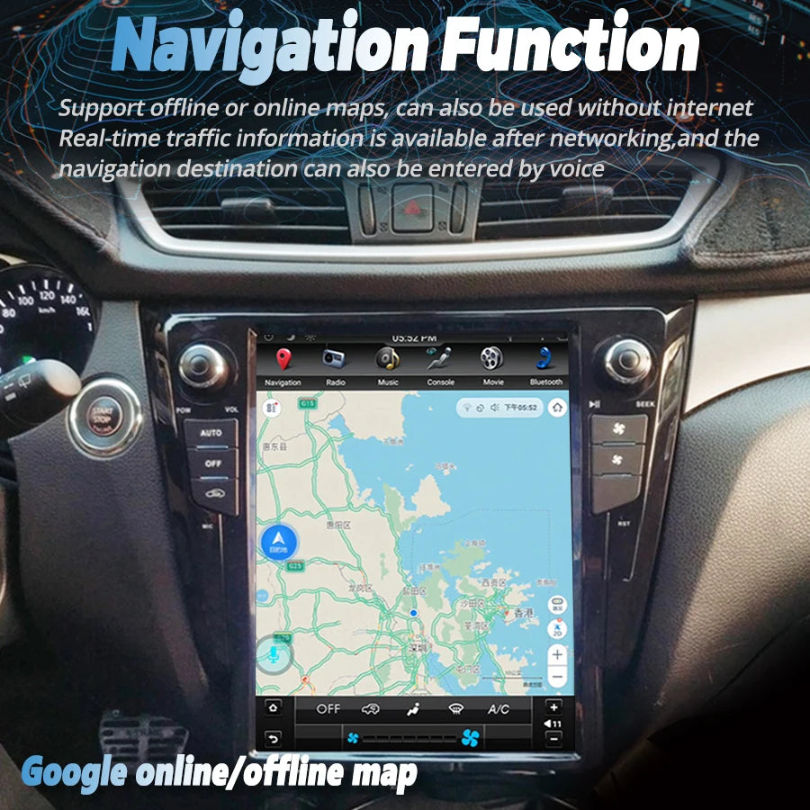 12.1inch Android 15 For Nissan X-Trail J11 Qashqai Rouge 2014 -2019 Multimedia GPS Navigat