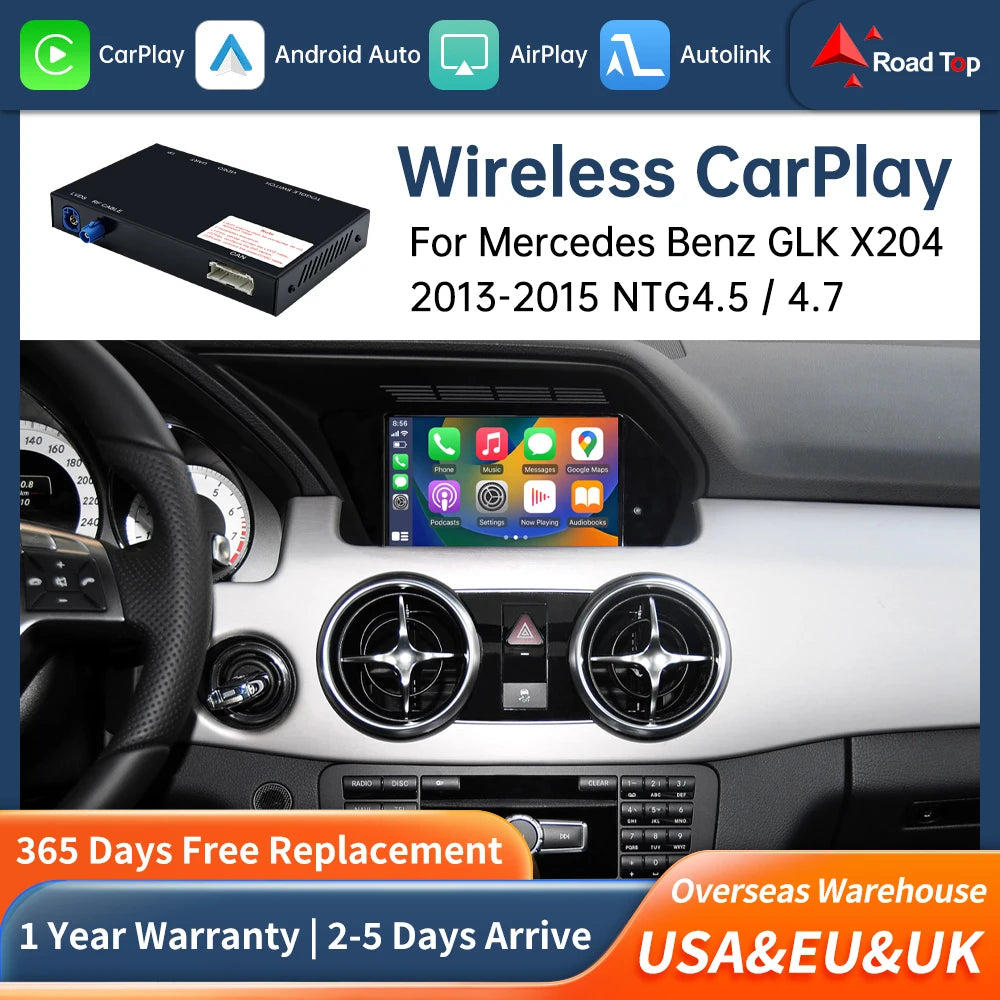 Road Top Wireless CarPlay for Mercedes Benz GLK NTG4.5 2013-2015 with Android Auto Mirror  | AUTOKITSHOP