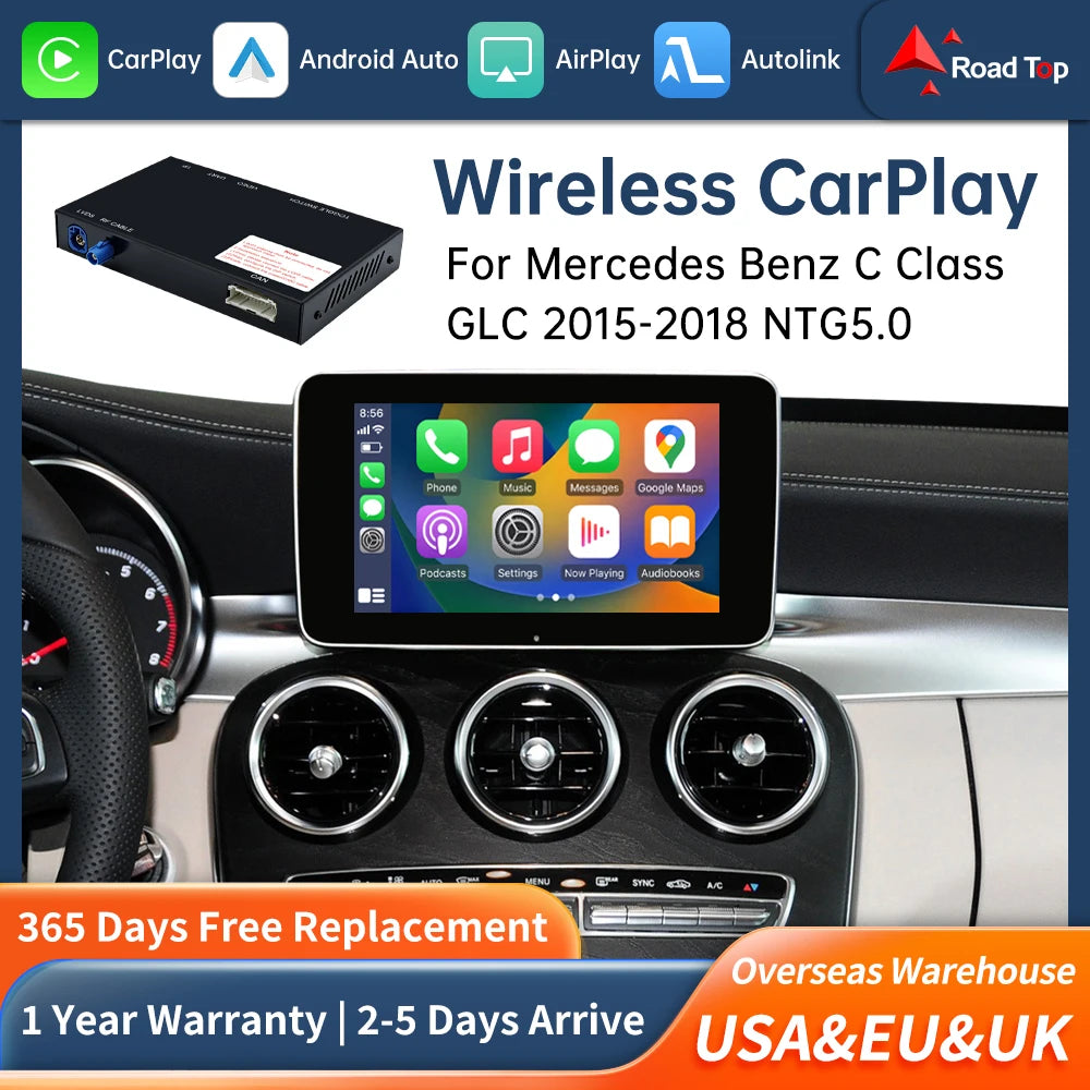 RoadTop Wireless CarPlay Decoder Android Auto for Mercedes Benz C-Class & GLC-NTG5.0 2015- | AUTOKITSHOP