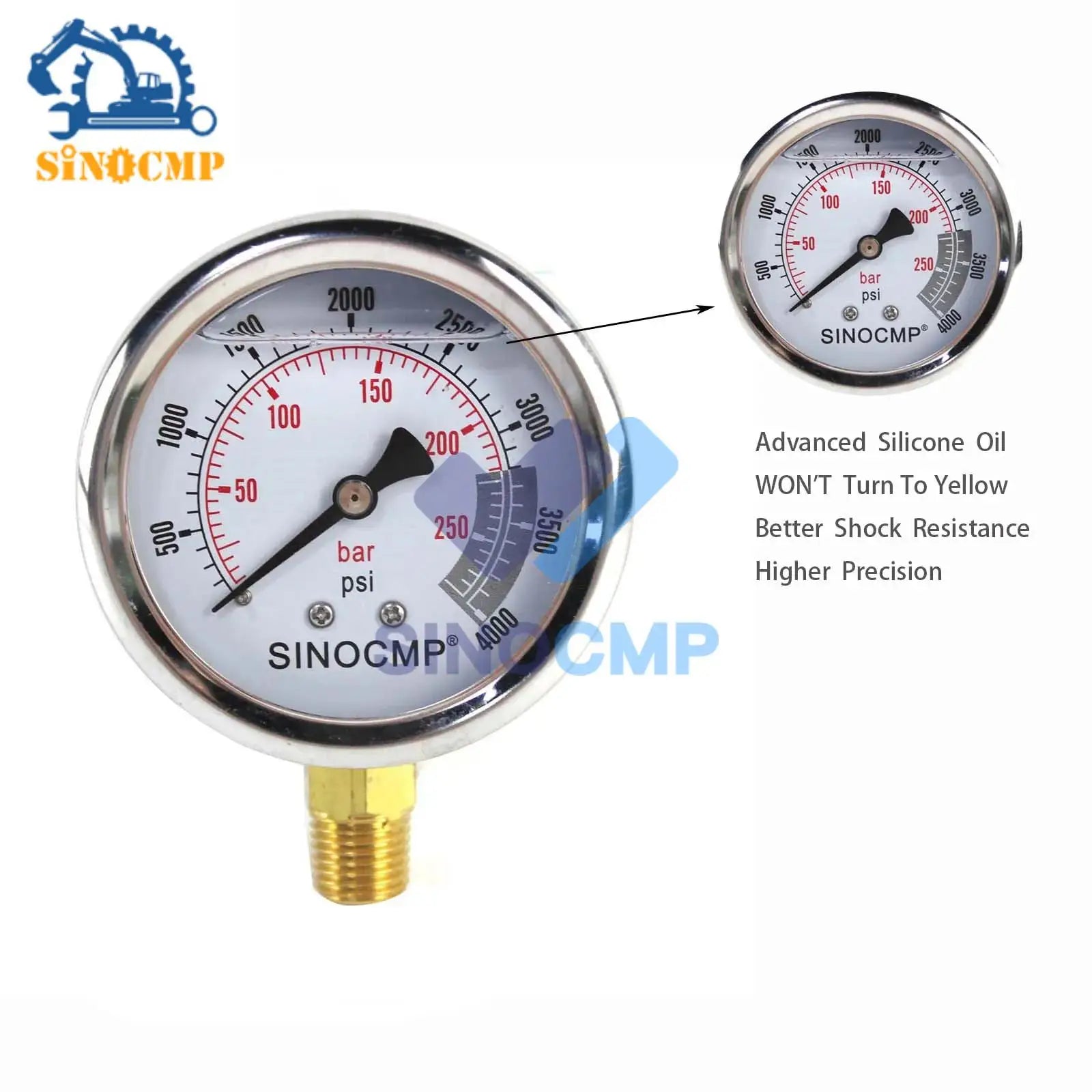 Hydraulic Gauge 25mpa/0-250bar/0-4000psi For Pump Compressor Hydraulic Presses Machinery