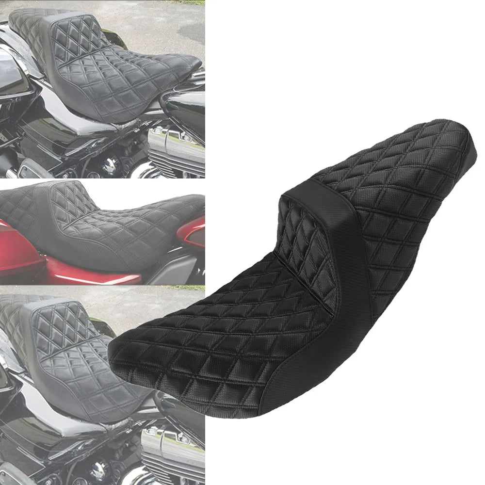 Motorcycle Black Front Rear Two-Up Seat Extended Seat For Harley Touring Road Ki for Seat 2008-2023 - Automotive LED Lig