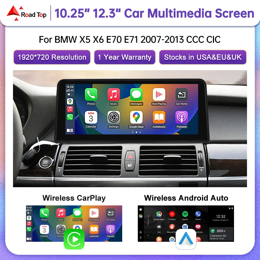 Road Top Multimedia Display Wireless Carplay Android Auto Car Radio Touch Screen For BMW X | AUTOKITSHOP