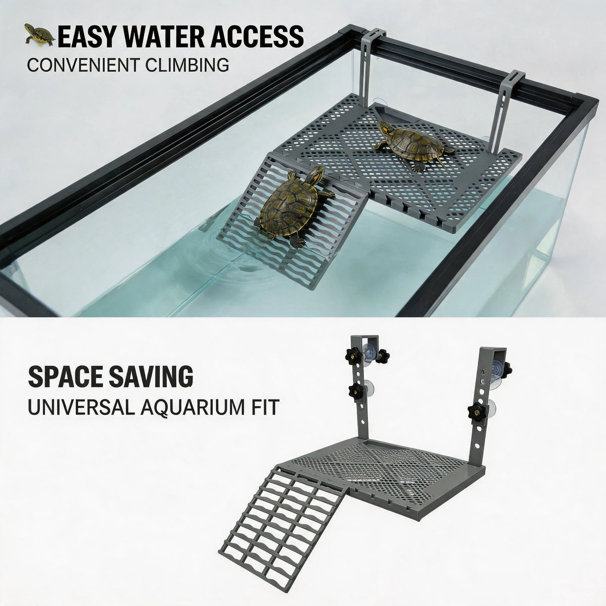 Turtle Tank Hanging Basking Platform Suction Mount Non‑Slip Ramp Rest Dock with Feeding Tray Aqu - Automotive LED Light