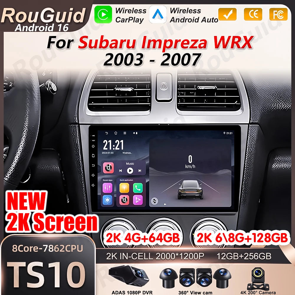 Android 16 Auto Car Radio For Subaru Impreza WRX 2003 2004 2005 2006 2007 Multimedia Video | AUTOKITSHOP