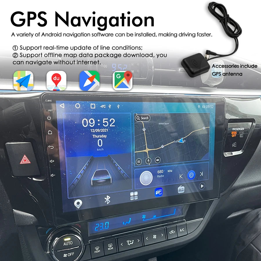 8+128GB Android 13 AI Voice Control Navigation Wireless CarPlay Car Radio for Toyota Corol