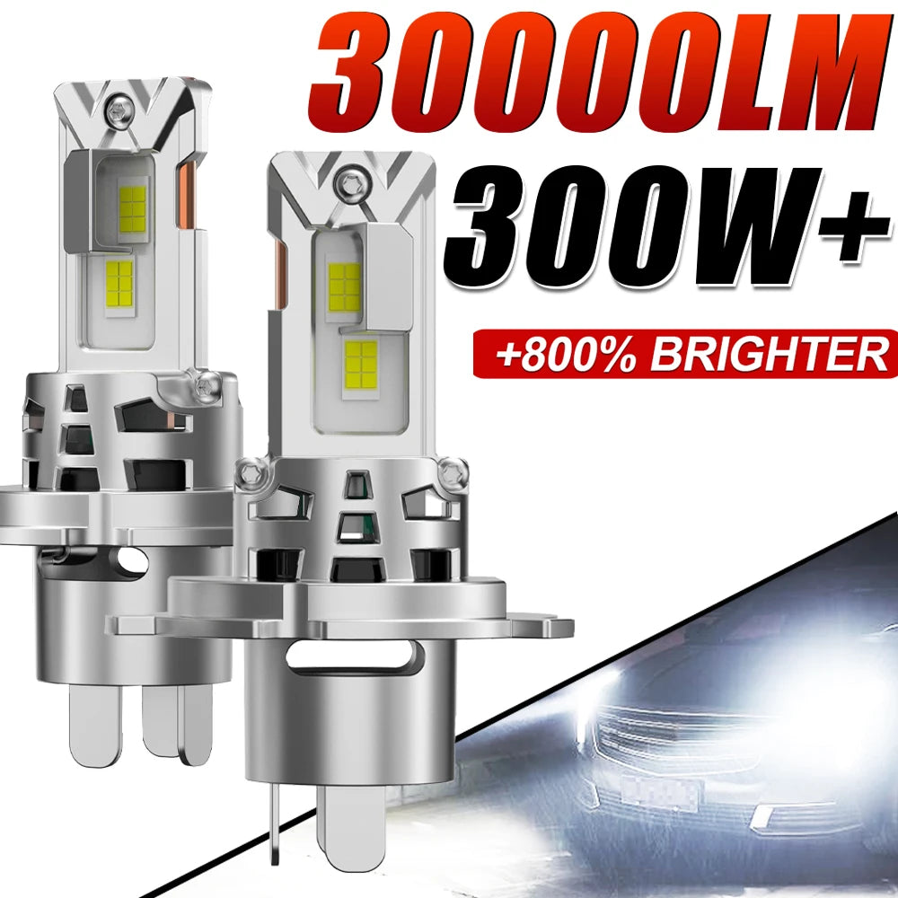 H4 H7 LED Headlights 300000LM 300W CANBUS Plug-N-Play Turbo Auto Bulb High Low Light Fog L