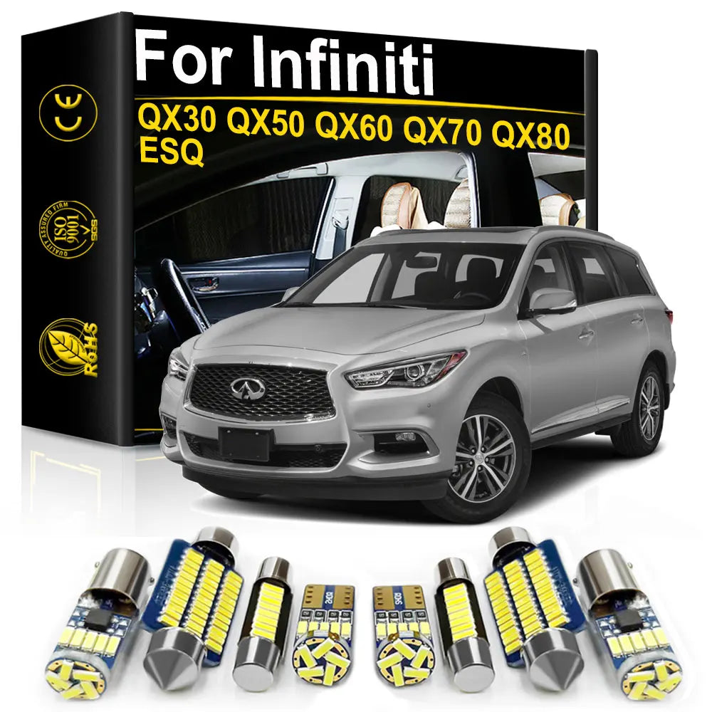 LED Interior Light Kit for Infiniti QX30 QX50 QX60 QX70 QX80 ESQ - Canbus Error-Free Bulbs | AUTOKITSHOP