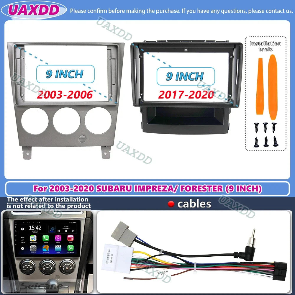 For 2003-2020 SUBARU IMPREZA FORESTER 9INCH 2 Din Car stereo radio Android frame panel fas