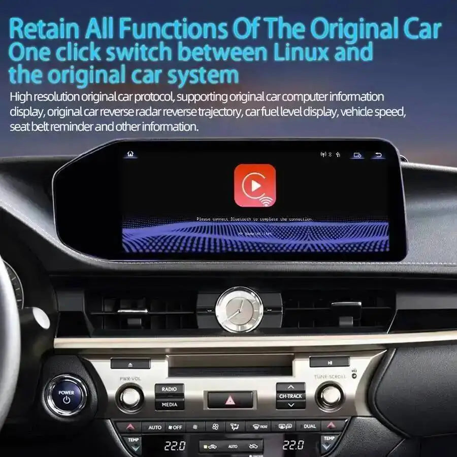 For Lexus ES ES300h ES350h ES300 ES330 ES350 2018 -2022 12.3inch Linux Car Radio Screen Ca