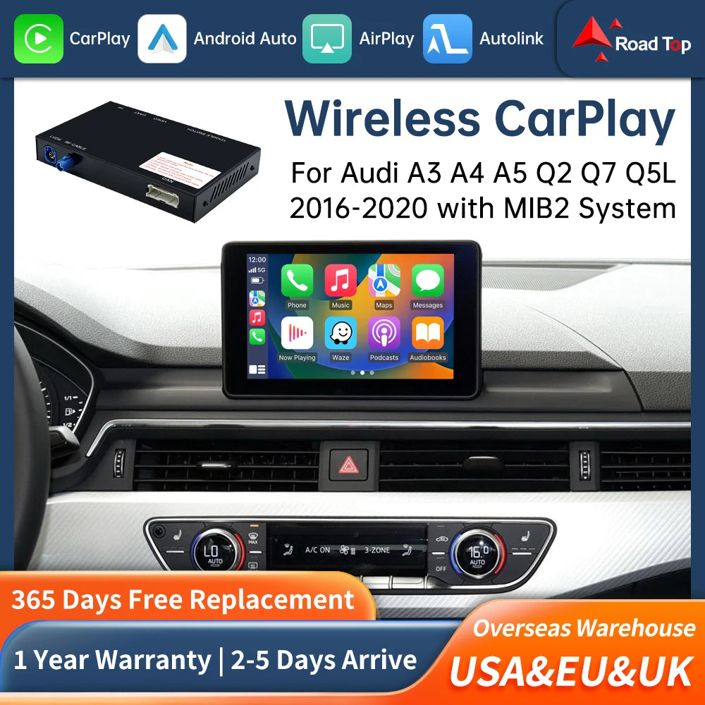Road Top Wireless Carplay Decoder Interface For Audi A4 A3 A5 Q2 Q7 Q5L 2016-2020 MIB2 Sys | AUTOKITSHOP