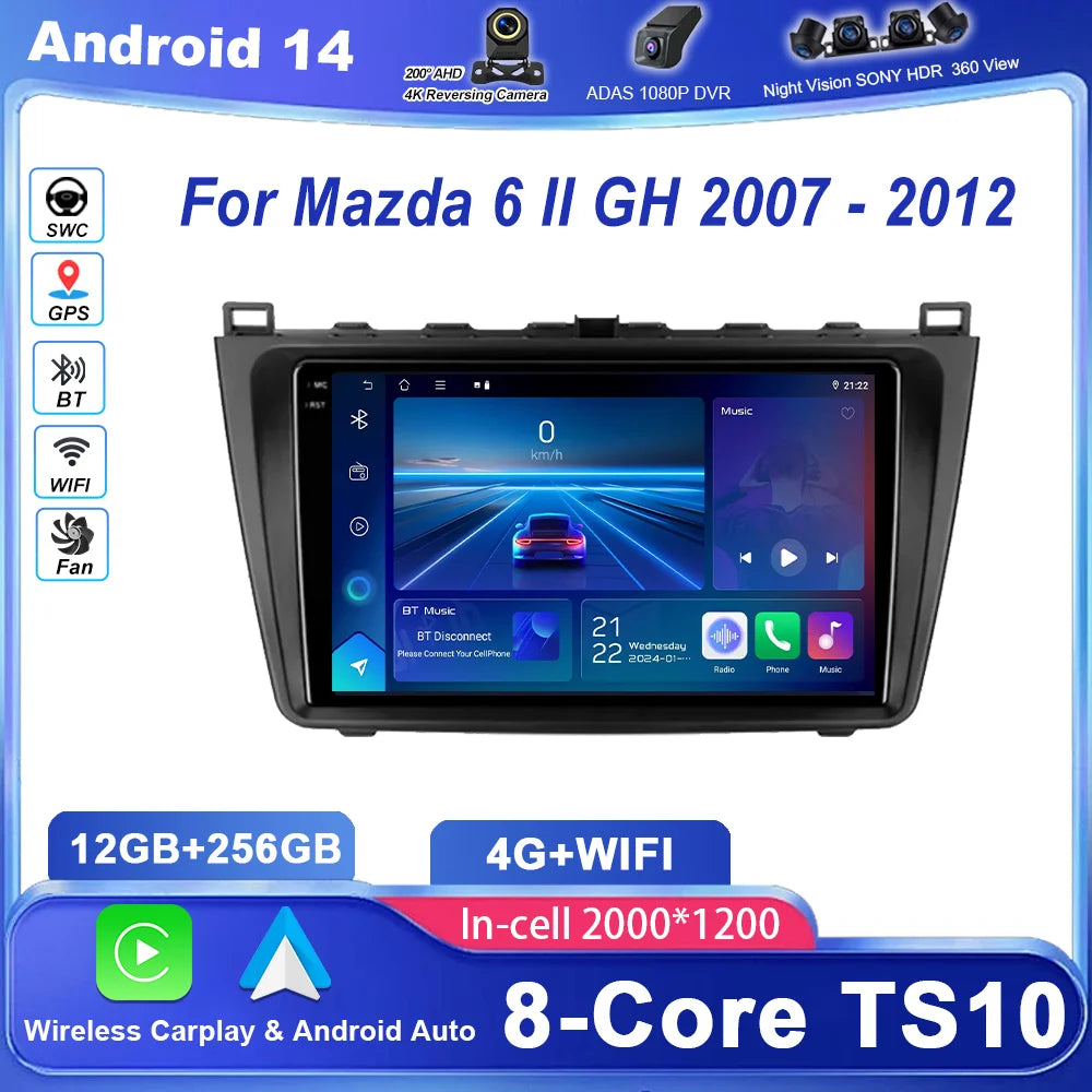 Android Car Carplay For Mazda 6 II GH 2007 - 2012 Auto Radio Stereo GPS Navigation Multimi