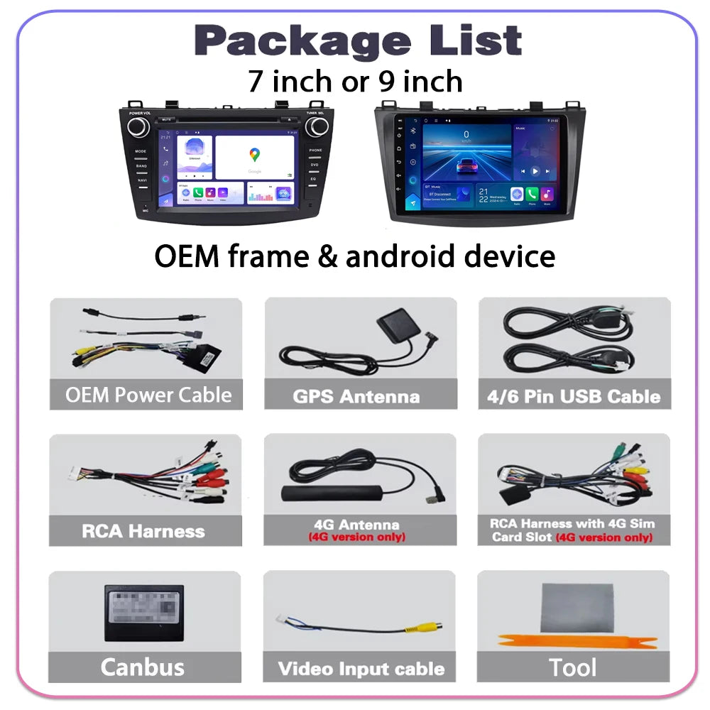 For Mazda 3 BL 2009 - 2013 Android Auto 7 Inch Car Radio Multimedia Auto Player GPS Headun