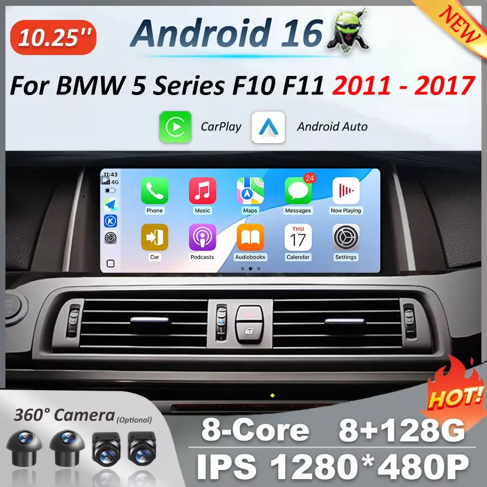 Android 16 Car Multimedia Video Player for BMW5 Series F10 F11 2011 - 2017 CIC NBT System